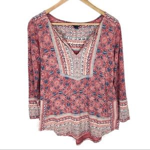 Lucky Brand Top Tee Blouse Boho Size S